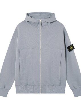 Stone Island Light Gray Zip-Up Hoodie